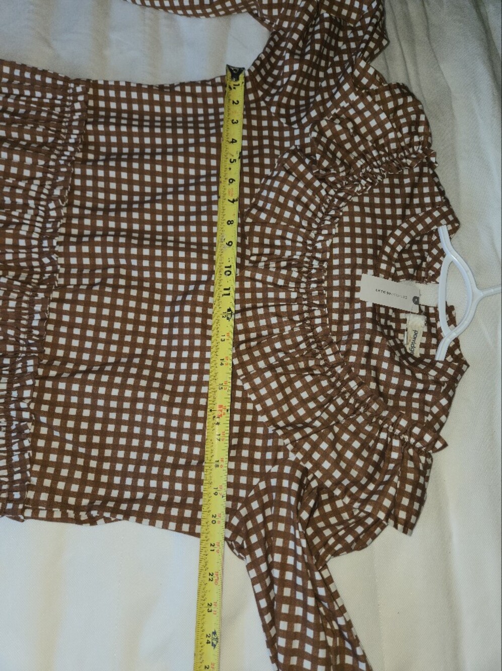 Anthropologie Porridge Dress Large L Brown Gingham Ruffle Plaid Mini Tiered NWT - Picture 6 of 14